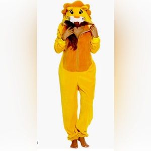 Unisex Adult Lion Costume Bodysuit Teens Pajamas Halloween Cosplay Party Sz M